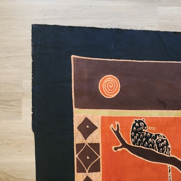 Batik Cotton Fabric Panel African Animal Tree of Life Safari Themed 80"x74" - Picture 6 of 10